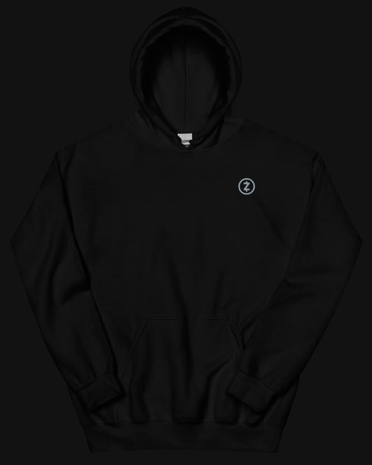 Black Hoodie - Grey Emblem Embroidery