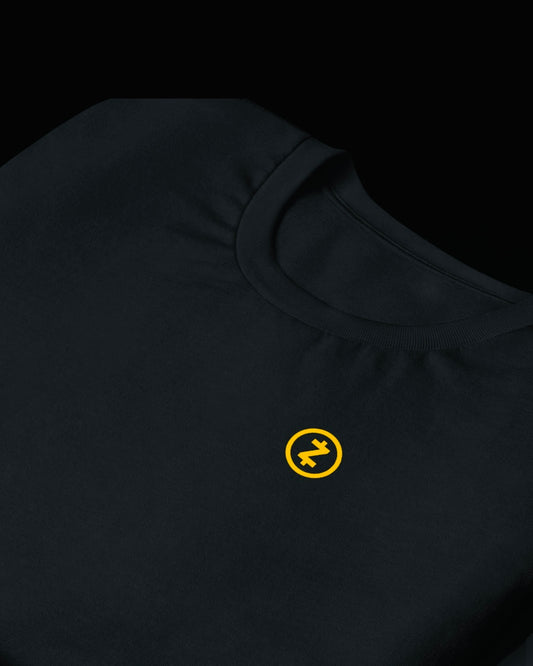 Black Tee - Gold Emblem Print