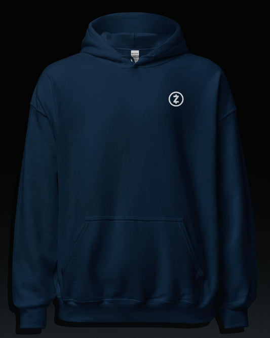 Navy Hoodie - Grey Emblem Embroidery